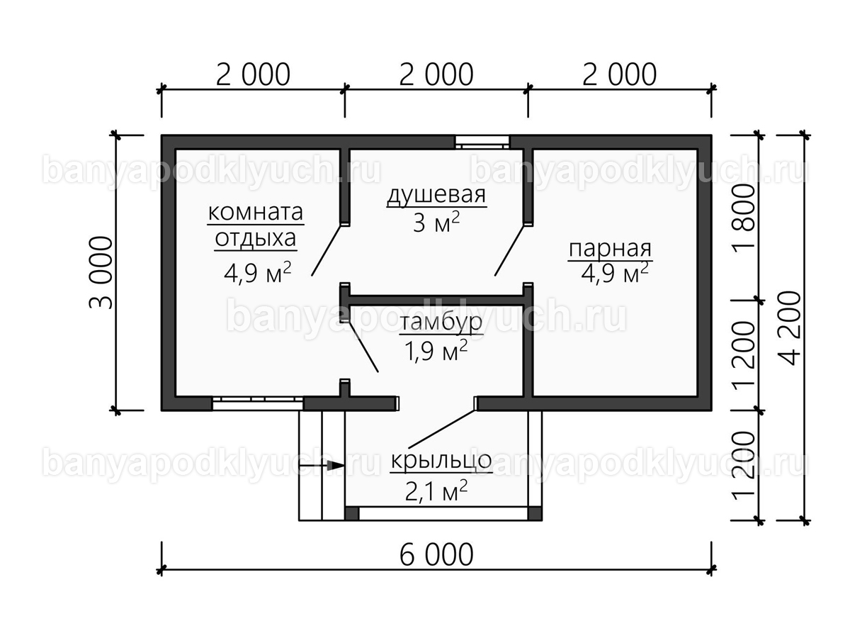 Каркасная баня 6x3 м Каркасная баня 6x3 м